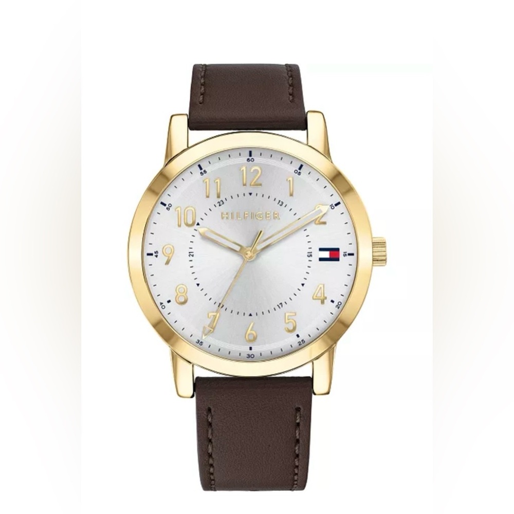 Tommy Hilfiger Gold and Brown Leather Watch